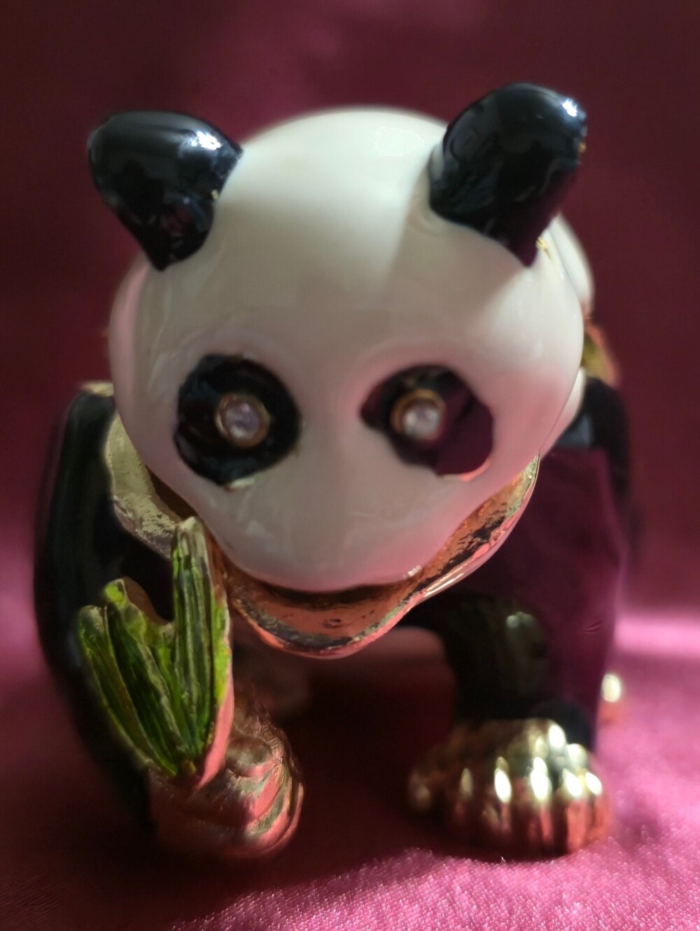 Enameled Panda Bear Trinket Box